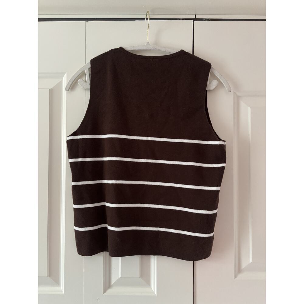 Joie Brown White Striped Button Vest Medium - Picture 7 of 7